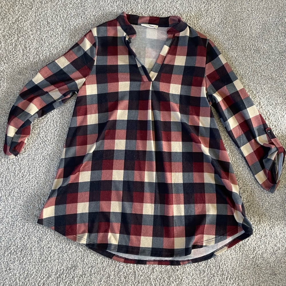 Hello Miz Plaid Maternity Top
